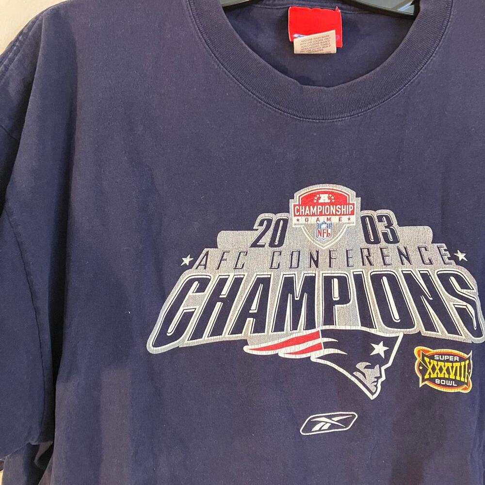 Vintage Y2K Reebok New England Patriots 2003 AFC Champions T-shirt - Picture 2 of 4